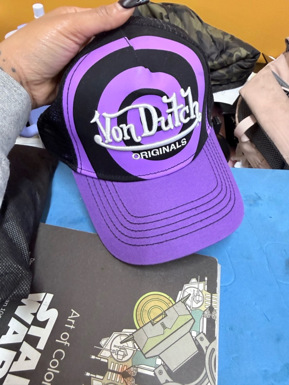 Von Dutch Purple & Black Logo Mesh Trucker Hat